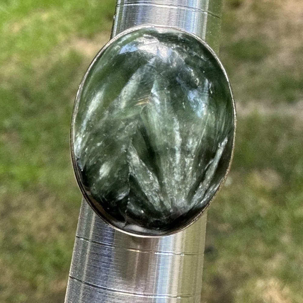 Seraphinite Ring Size 6  Stunning 925 Silver New